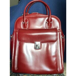 McKlein Leather Laptop Carry-On Bag Detachable Roll-On And Collapsible Handle